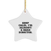 Funny Band Director Keepsake Star Ornament Gifts from Friends, Coworkers, or Family - Keep Calm, I'm (almost) A Band Director. - Image 1